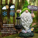 Solar Gnome Outdoor Garden Fall with Solar Lantern - 11’’Halloween Autumn Welcome Gnomes Decorations for Yard Patio (Green & White) by CozyNest Decor