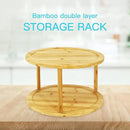 Wood Lazy Susan Organizer Bamboo 2-Tier Rotating Storage Rack – 360° Turntable Organizer for Kitchen, Spices, Cosmetics by CozyNest Decor