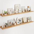 Floating Picture Ledge Shelves 55 Inch Solid Oak Wood Set of 2, Rustic Wall Storage Shelves with Lip, Kids Bookshelf, Photo & Picture Ledge Shelves for Bedroom, Living Room, Kitchen by CozyNest Decor