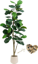 Artificial Fiddle Leaf Fig Tree, 7FT Tall Faux Ficus Lyrata Fake Tree in White Pot, Artificial Tree Indoor Decor, Fiddle Leaf Fig Tree Fake Plant for Home Office Living Room Decoration Modern by CozyNest Decor
