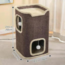 Empet Cat House for Indoor Cats Beds, Multi-Level Cat Condo, Foldable Cave Bed Brown, 2L by CozyNest Decor