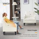VINGLI Mid Century Modern Accent Chairs for Living Room, Cream White Comfy Reading Chair Soft Chenille Sofa Chairs Upholstered Side Armchair for Living Room, Bedroom, Apartment by CozyNest Decor