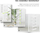 4NM No Assembly Foldable Bookshelf, 5-Shelf Collapsible Bookcase Storage for Small Spaces, 62.2" H, All White by CozyNest Decor