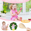 Leitee 6 Pcs DIY Wood Maracas Unfinished Hand Painted Maracas Party Favor Wooden Rumba Shakers Hand Percussion Rattles Musical Instruments with Clear Sound for Kid Adult(Log Color) by TinyTreasures Baby Boutique