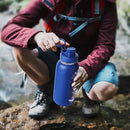 64 oz Glass Water Bottle With Straw and Handle, Half Gallon Sports Motivational Water Jug Flask with Silicone Sleeve, Large Water Cup with Time Marker for Travel, Gym, Dark Blue by CozyNest Decor