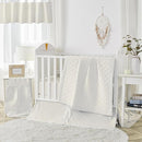 Brandream White Crib Bedding Set 3 Pieces Baby Nursery Collection - Quilt,Crib Sheet,Dust Ruffle-100% Washed Cotton Like Linen Supersoft Classic Quilted Plaid Off White Cream by TinyTreasures Baby Boutique