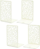 CNK Book Ends Bookends for Decorative Books Holder Bookend Shelves End Hold Heavy Duty Holders Stoppers Metal Stopper Cute Boho Bookshelf Holds Cookbook Office Home Set of 4 Bookends Pair White by CozyNest Decor