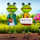 HONGLAND Metal Frog Garden Decor - Metal Frog Outdoor Statue -Outdoor Garden Decorations - 3D Frog Figurines - Christmas Holiday Lawn Patio Yard Fairy Garden Decor (with Welcome) by GreenHaven Gardens