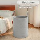 Large Woven Laundry Basket Hamper,80L Cotton Rope Storage Bin for Blankets,Toys and Clothes,Decorative Tall Nursery Hamper for Living Room,Baby Nursery,Bathroom and Bedroom,Grey by CozyNest Decor