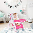 Costzon Baby High Chair, 3 in 1 Infant Table and Chair Set, Convertible Booster Seat with 3-Position Adjustable Feeding Tray, Adjustable Seat Back, 5-Point Harness (Pink) by TinyTreasures Baby Boutique
