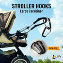 LilFe Stroller Hooks, 6.7" Large Stroller Clip, 2 Pack Large Carabiner Stroller Hooks for Hanging Bags and Shopping, Stroller Accessories for Mommy by TinyTreasures Baby Boutique