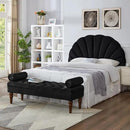 24KF Stunning Crown Design Queen Headboard, Upholstered Soft Velvet Petal Pattern Headboard Queen/Full-Black by CozyNest Decor
