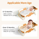 Collapsible Baby Bathtub with Soft Towel and Floating Cushion, Infant Bathtub for Newborn to Toddler (0-18 Month), Portable Baby Bath Tub for Travel (Brown Bear) by TinyTreasures Baby Boutique