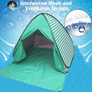 Pop Up Beach Tent Shade Sun Shelter UPF 50+ Canopy Cabana 2-3 Person for Adults Baby Kids Outdoor Activities Camping Fishing Hiking Picnic Touring (Lake Green Stripes) by TinyTreasures Baby Boutique