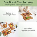 Butcher Block 2-Pcs Carbonized Bamboo Cutting Board Set With Juice Groove For Meal Prep & Cheese Serving - Ideal Kitchen Gift Set of 2 (M+L) by CozyNest Decor
