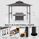 COOSHADE 8'x 5' Grill Gazebo Double Tiered Outdoor BBQ Gazebo Canopy with LED Light (Gray) by GreenHaven Gardens
