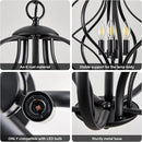 Modern Black Chandelier for Dining Room, 4 Lights Geometric Chandeliers, Sphere Chandelier Industrial Large Pendant Light Fixtures Hanging for Kitchen, Entryway, Foyer, Stairs by CozyNest Decor