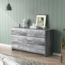 VINGLI Gray Dresser 6 Drawer, 54" Long Dresser for Bedroom, Wood Chest of Drawers with Textured Drawer Fronts, Rustic Grey Dressers Chest, 14.5" D x 53.9" W x 29.1" H by TinyTreasures Baby Boutique