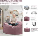 3FT Bean Bag Chair, Comfy Bean Bag Chairs with Memory Foam Filled, Fluffy Beanbag Sofa with Dutch Velvet Cover, Round BeanBag Chairs for Living Room, Playroom - Dusty Pink by TinyTreasures Baby Boutique