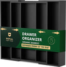 ROYAL CRAFT WOOD Luxury Bamboo Kitchen Drawer Organizer - Silverware Organizer - Utensil Holder and Cutlery Tray with Grooved Drawer Dividers for Flatware and Kitchen Utensils (5 Slot, Black) by CozyNest Decor