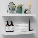Homeforia White Floating Shelves 24 inch, High End Solid Real Wood 24inch Bathroom Floating Shelf for Wall Mounted, White Wooden 24in Floating Shelves, Heavy Duty Bracket, 24 X 6.5 X 1.75 in, Set of 3 by CozyNest Decor