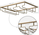 Wine Glass Rack - Under Cabinet Stemware Wine Glass Holder Glasses Storage Hanger 2 Pack Metal Organizer for Bar Kitchen Gold by CozyNest Decor