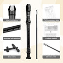 SWAN Soprano Recorder Instrument for Beginners Kids Student - German Fingering 8 Hole Flute Descant Recorders with Cleaning Rod Fingering Chart, Black by TinyTreasures Baby Boutique