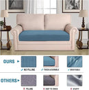 H.VERSAILTEX Super Stretch Individual Seat Cushion Covers Sofa Covers Couch Cushion Covers Slipcover Sets Thick Jacquard Textured Twill Fabric (1 Piece Loveseat Cushion Cover, Dusty Blue) by CozyNest Decor