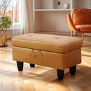 Ottoman Rectangular Storage Ottoman Bench, Faux Leather Footrest, Coffee Table, Stool Footstool with Hinged Lid for Living Room, Bedroom, Entryway, Orange, 28.5"x19"x17.5" by CozyNest Decor