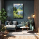 The scenery of mountain streams and green meadows is suitable for living rooms bedrooms offices landscape posters and wall paintings by CozyNest Decor