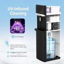 Self Cleaning Hot and Cold Bottom Load Water Cooler Dispenser with Ice Maker for 5 Gallon 3 Temperature Settings 22lbs Daily Capacity Black by CozyNest Decor