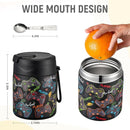 17oz Soup Thermo for Hot Food Kids Insulated Vacuum Food Jar with Stainless Steel Spoon Wide Mouth Thermo Leakproof Lunch Food Container Kids Hot Lunch Box (Black-Game) by TinyTreasures Baby Boutique