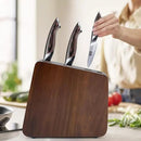 Magnetic Knife Block 10 x 9 Inches, Double Sided Magnetic Knife Holder and Kitchen Knife Organizer Storage, 7 Slots Acacia Wood Universal Knife Block for Chefs by CozyNest Decor