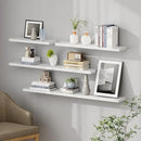 SAUMONIERES Floating Shelves 8 Inch Deep Solid Wood Wide Wall Shelf Set of 2 Wall Mounted for Bedroom Bathroom Living Room Kitchen, 24 Inch White by CozyNest Decor