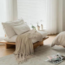 lifein Throw Blanket for Couch, Soft Boho Decor Bed Throw,Cozy Beige Knitted Chenille Small Farmhouse Lightweight Throw for Spring(Beige,60 * 80") by CozyNest Decor