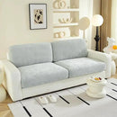 Large Backrest Cushion Covers Super Stretch Backrest Covers for 2 Cushion Couch Sofa, Couch Back Cushion Covers Featuring with Chenille Yarn (Softer Version, 2PC, Light Grey) by CozyNest Decor