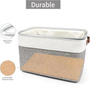Storage Bins Large Fabric Storage Baskets for Shelves 3 Pack, Decorative Linen Closet Baskets with Handles for Organizing, Shelf, Clothes, Home, Office, 15x11x9.5Inches (Grey&White) by CozyNest Decor