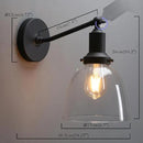PERMO Industrial Vintage Sconces Slope Pole Single Sconce with 6.7" Oval Dome Clear Glass Shade Matte Black Wall Sconce Wall Mount Light Fixture for Bathroom Bedroom Entryway Home Office Kitchen by CozyNest Decor