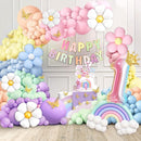 Pastel Balloon Garland Kit - 219pcs, Different Sizes 18, 10, 5 Inch Pastel Rainbow & Daisy Balloons for First Birthday Girl Baby Shower Party Arch by TinyTreasures Baby Boutique
