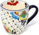 Encantada Handmade Hand-Painted Authentic Mexican Pottery Mugs (1-Pack, Dots & Flowers) by CozyNest Decor
