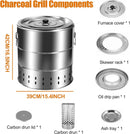 Stainless Steel Smokeless Barbecue Surround Charcoal Grill, Portable kebabs Charcoal Grill with Grilling Accessories Set, Diameter 15.4 inch/28 Kabob Skewer by GreenHaven Gardens