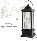 Eldnacele Musical Singing and Lighted Plug-in & Battery Operated Lighted Christmas Water Glittering Snowing Globe Christians Church Lantern for Home Decoration Angel by CozyNest Decor
