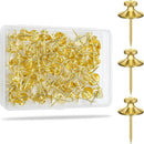 KURUI 60-Pack Metal Push Pins for Wall Hanging Decor, Renter Friendly Hooks for Bedroom Office Gallery Dorm Home, Double Headed Thumb Tacks for Tapestry/Canvas/ Picture Frame/Art, Gold Picture Hangers by CozyNest Decor