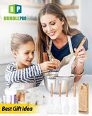 Pack of 4 Silicone Cooking Utensils Set, Non Stick Solid Spatulas and Heat Resistant Slotted Spoons with Wooden Handle, Ideal Wood Kitchen Utensils Set for Frying,Serving,Turning,Stirring (WHITE) by CozyNest Decor