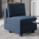 Belffin Modular Sofa Middle Module with Storage Accent Armless Chair for Modular Sectional Sofa Couch Velvet Blue by CozyNest Decor