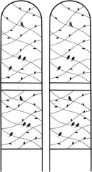 Metal Garden Trellis Rustproof Trellis for Climbing Plants Outdoor Flower Support Bird Deco (Black-2 Pack, 86.7"x19.7") by GreenHaven Gardens