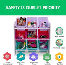 Humble Crew 9-Bin Toy Organizer – Forever Natural White/Pink/Purple/Aqua Plastic Bins, 3-Tier Storage Solution for Kids' Playrooms and Nurseries by CozyNest Decor