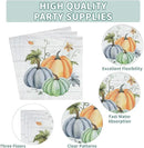 Grencian 200Pcs Fall Plates and Napkins Square Blue Pumpkins Plate Thanksgiving Paper Plates Pumpkin Wood Grain Dinnerware for Baby Shower Fall Harvest Family Thanksgiving Party Decorations, Serves 50 by CozyNest Decor