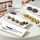Rectangular Ceramic Serving Platters Set of 4, 14 inch Large Porcelain Serving Plates, White Appetizer Trays, Dishwasher Safe Plates for Steak, Charcuterie, Thanksgiving Turkey, Desserts by CozyNest Decor