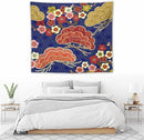 HZOHNAGO Japanese Tapestry Art Abstract Colorful Cherry Blossom Blue Background Pattern Printed Wall Tapestry Painting Wall Hanging for Bedroom Living Room Dorm 60" W x 50" H by CozyNest Decor